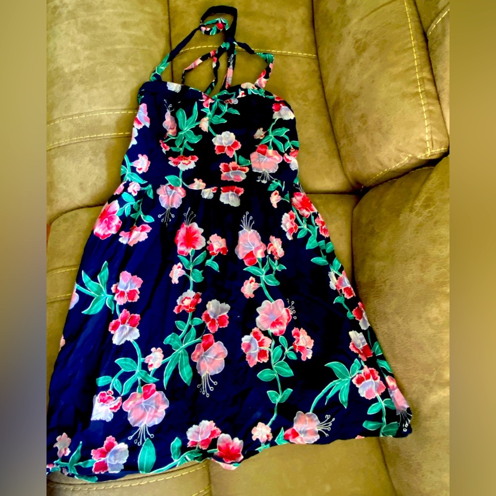 I Love H21 (forever21) Navy Floral Dress